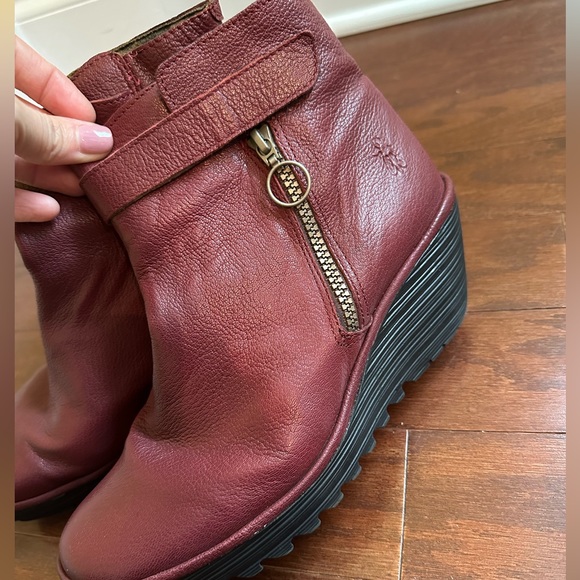 Fly London Shoes - Fly London Yava Red Wedge Ankle Boots Size 40 US 9 9.5